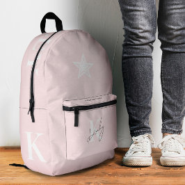Mochila Impresa Monograma Rosa Lindo Estilo Regreso a la Escuela