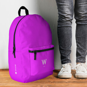 Mochila Impresa Monograma rosa neón brillante con estilo deportivo