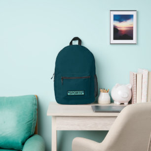 Mochila Impresa Monograma Rústico Azul Turquesa