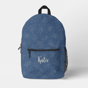 Mochila Impresa Monograma simple azul y blanco Monograma Nombre