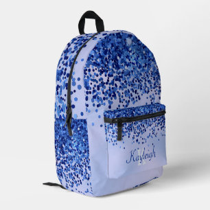 Mochila Impresa Monograma simple cepillado azul Metalizado y Purpu