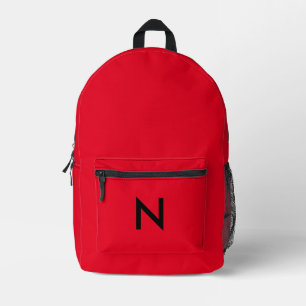 Mochila Impresa Monograma simple mínimo de color rojo y negro cont