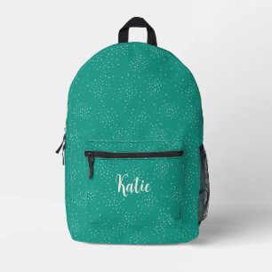 Mochila Impresa Monograma simple Verde azulado Nombre monogramado