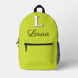 Mochila Impresa Monograma verde amarillo rosa elegante moderno