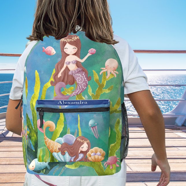 Mochila Impresa Monograma Verde azulado de la sirena azul Dolphin  (Subido por el creador)