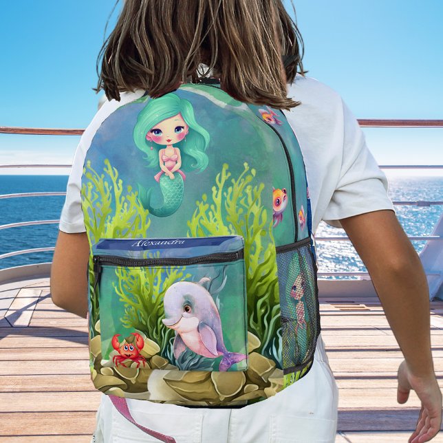 Mochila Impresa Monograma Verde azulado de la sirena azul Dolphin  (Subido por el creador)