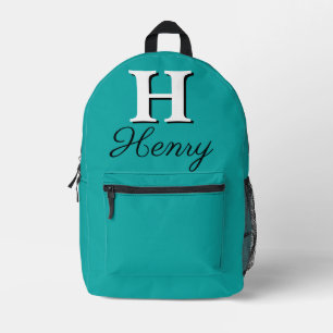 Mochila Impresa Monograma Verde azulado de primavera elegante y mo