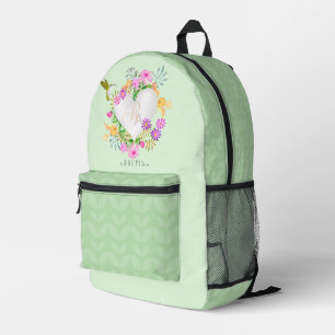 Mochila Impresa Monograma Verde de Jardín Floral