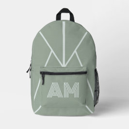 Mochila Impresa Monograma verde de matcha minimalista