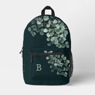 Mochila Impresa Monograma y nombre de hojas de acuarela