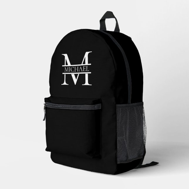 Mochila Impresa Monograma y nombre elegantes personalizados (Esquina derecha trasera )
