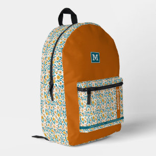Mochila Impresa Monograma y nombre floral personalizado