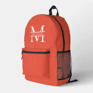 Mochila Impresa Monograma y nombre Naranja elegante personalizado