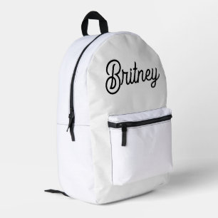 Mochila Impresa Monograma y nombre personalizados de blanco negro 
