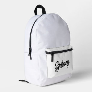Mochila Impresa Monograma y nombre personalizados de blanco negro 