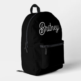 Mochila Impresa Monograma y nombre personalizados de blanco negro 