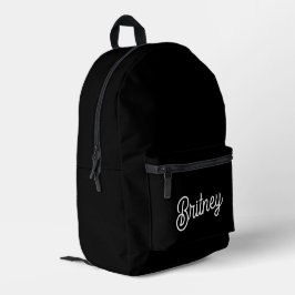 Mochila Impresa Monograma y nombre personalizados de blanco negro 
