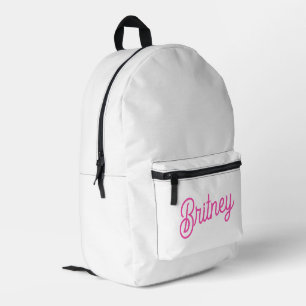 Mochila Impresa Monograma y nombre personalizados modernos de rosa