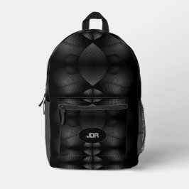Mochila Impresa Monogramado moderno negro y gris