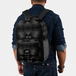 Mochila Impresa Monogramado moderno negro y gris