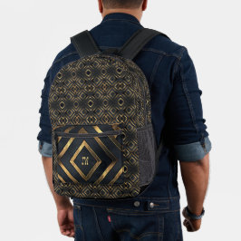 Mochila Impresa Monogramado negro moderno
