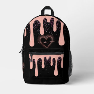 Mochila Impresa Monogramado Purpurina Girly Rubor Paint Paint Drip