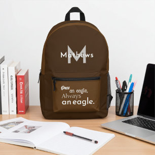 Mochila Impresa Monogramado una vez un águila siempre un marrón ág