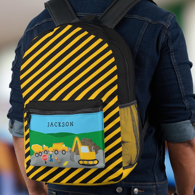 Mochila Impresa Monogramado vehículo de construcción de niño peque (Subido por el creador)