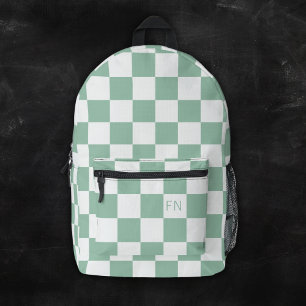Mochila Impresa Monogramas Iniciales Lindos y Cuadro Verde