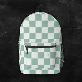 Mochila Impresa Monogramas Iniciales Lindos y Cuadro Verde