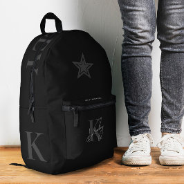Mochila Impresa Monomograma negro elegante de moda Regreso a la es