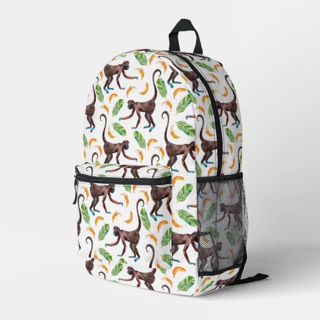 Mochila Impresa Monos dulces malabariando bananas (Esquina derecha trasera )