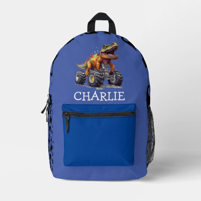 Mochila Impresa Monster Truck Blue Dinosaur Style (Anverso)