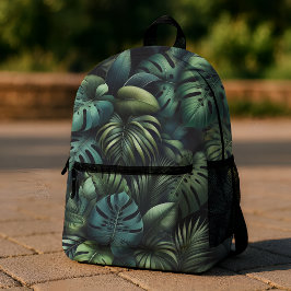 Mochila Impresa Monstera Tropical Botánico Verde Jungla 