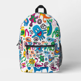 Mochila Impresa Monstruo Amigable Colorido