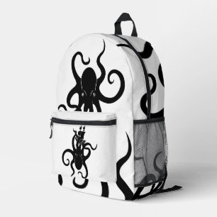 Mochila Impresa Monstruo marino azul y kraken negro con barco