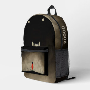Mochila Impresa Monstruo y niño con vestido rojo
