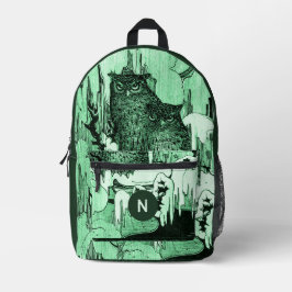 Mochila Impresa Moody Vintage Owls Green y Mint Monograma