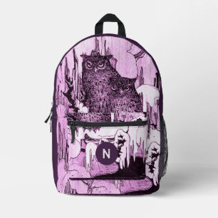 Mochila Impresa Moody Vintage Owls Plum Purple Monograma