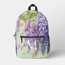 Mochila Impresa Morado acuarela glicinia floral lilac botánico