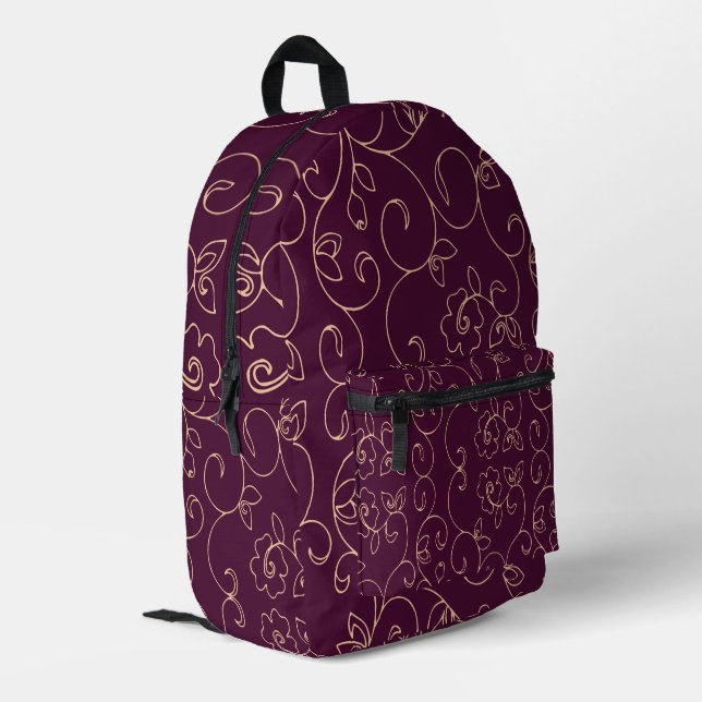 Mochila Impresa Morado Floral (Esquina izquierda trasera)