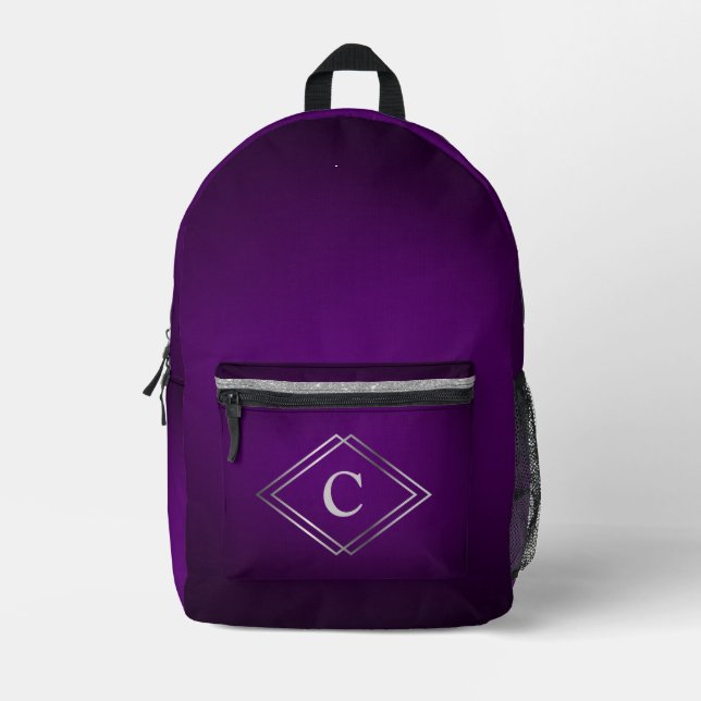 Mochila Impresa Morado profundo y plata (Anverso)