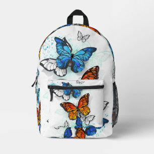 Mochila Impresa Morfo y monarca de las mariposas voladoras