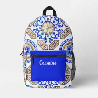 Mochila Impresa Mosaico azul italiano personalizado