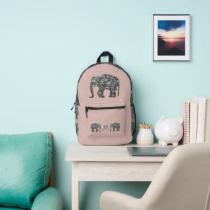 Mochila Impresa Mosaico espárricamente plateado Elefante Monograma