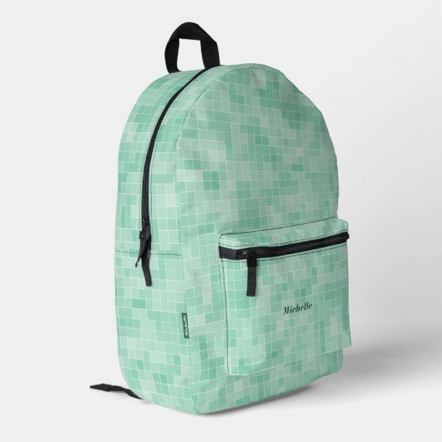 Mochila Impresa Mosaicos modernos y elegantes mosaicos Pastel Verd (Esquina izquierda trasera)