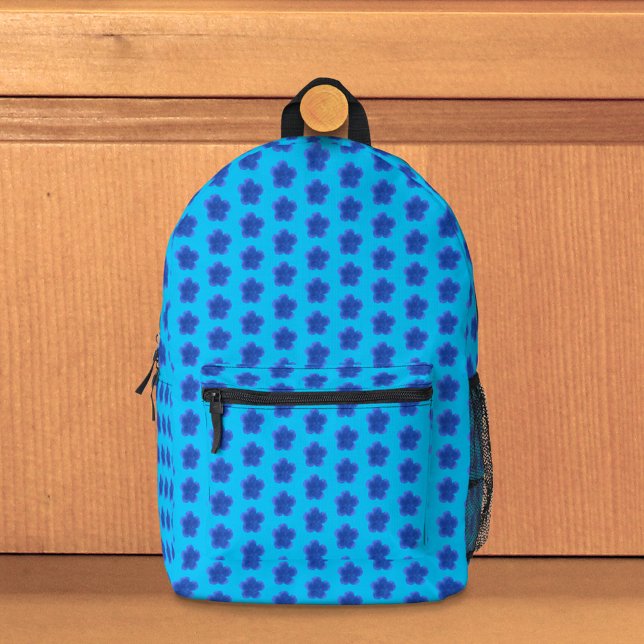 Mochila Impresa Moss Rosa Flor patrón sin foco en azul claro (Seamless pattern of Moss Rose flower on light blue backpack)