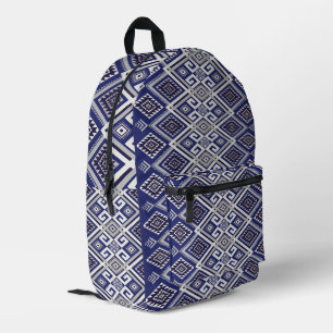 Mochila Impresa Motivo Tribal Azul Marino en Patrón de Superficie