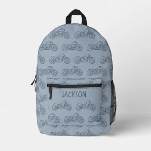 Mochila Impresa Motocicleta Motocicleta Azul Nombre Escuela de Niñ