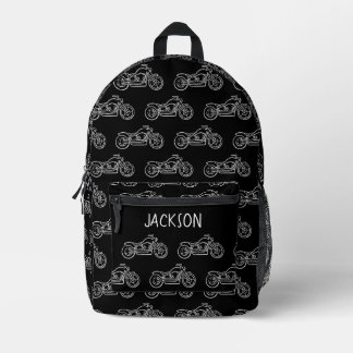 Mochila Impresa Motocicleta Motocicleta Negra Nombre Escuela de Ni